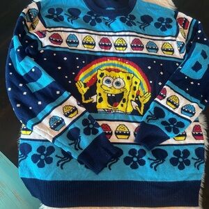 SpongeBob Squarepants Navy & Light Blue Rainbow Graphic Crewneck Sweater